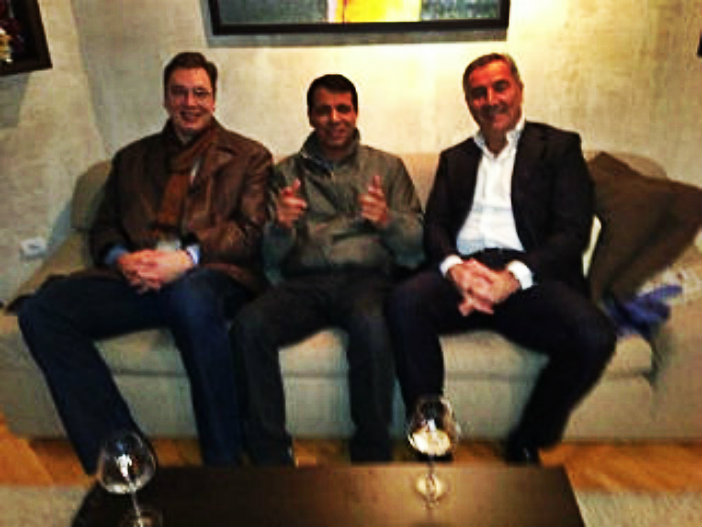 De gauche à droite : Aleksandar Vucic, Mohammed Dahlan et Milo Djukanovic