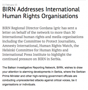 BIRN souhaite attirer votre attention. Le gouvernement mène des attaques systématiques contre les voix critiques, que ce soit celles d'organisations ou d'individus.